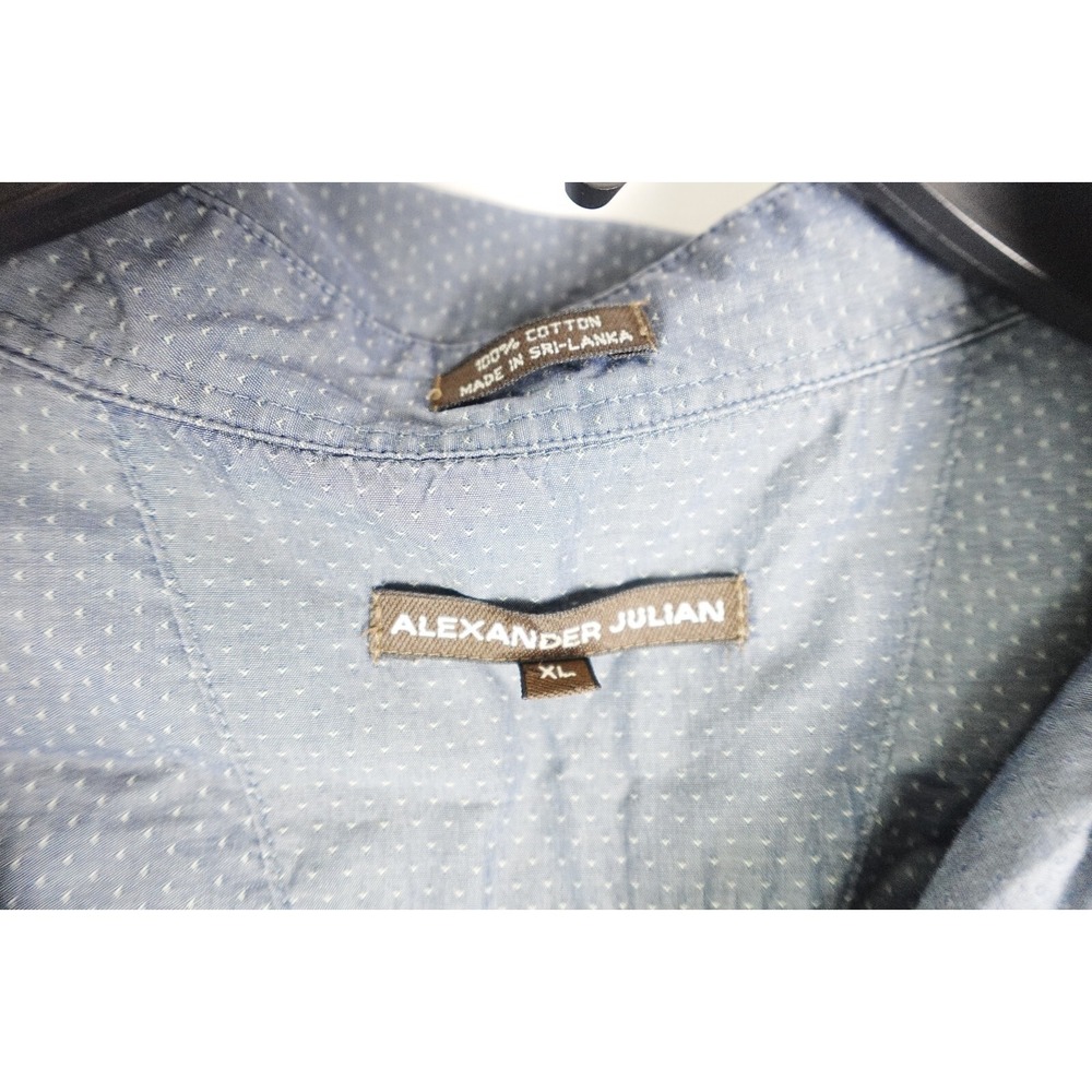 Alexander Julian Shirt Organic Cotton Mens X-Large Blue Dotted print Button‎ - Picture 4 of 6
